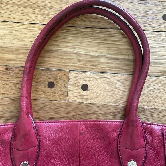 B Makowsky Red Leather Oversized Tote Shoulder Bag Handbag AS IS - Picture 3 of 9